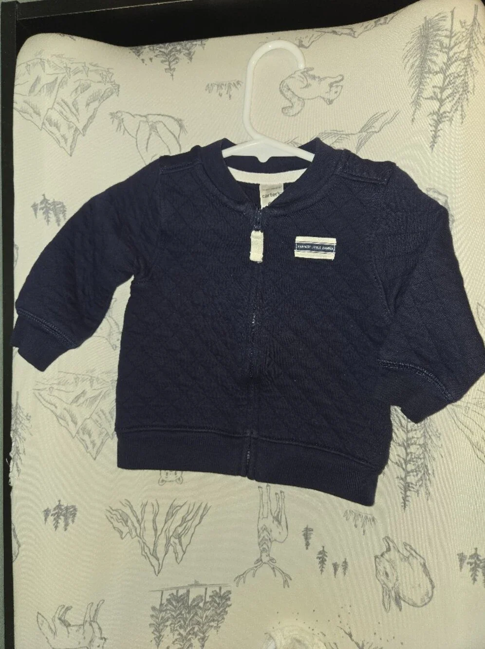 Carter's Navy Quilted Zip Front Hoodie Happiest Little Camper